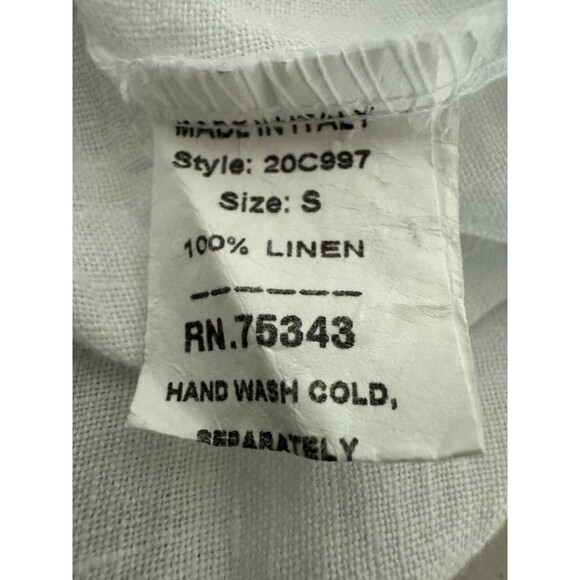 Francesca Bettini 100% Linen Blouse Women Size S White Sleeveless Frayed Hem Top - Picture 7 of 8